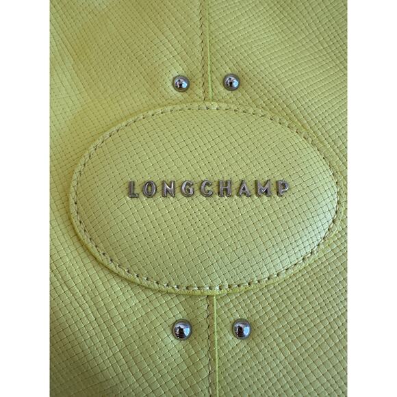 Authentic Longchamp Quadri Hobo Yellow Leather Shoulder Bag Handbag Tote Satchel - Picture 7 of 9